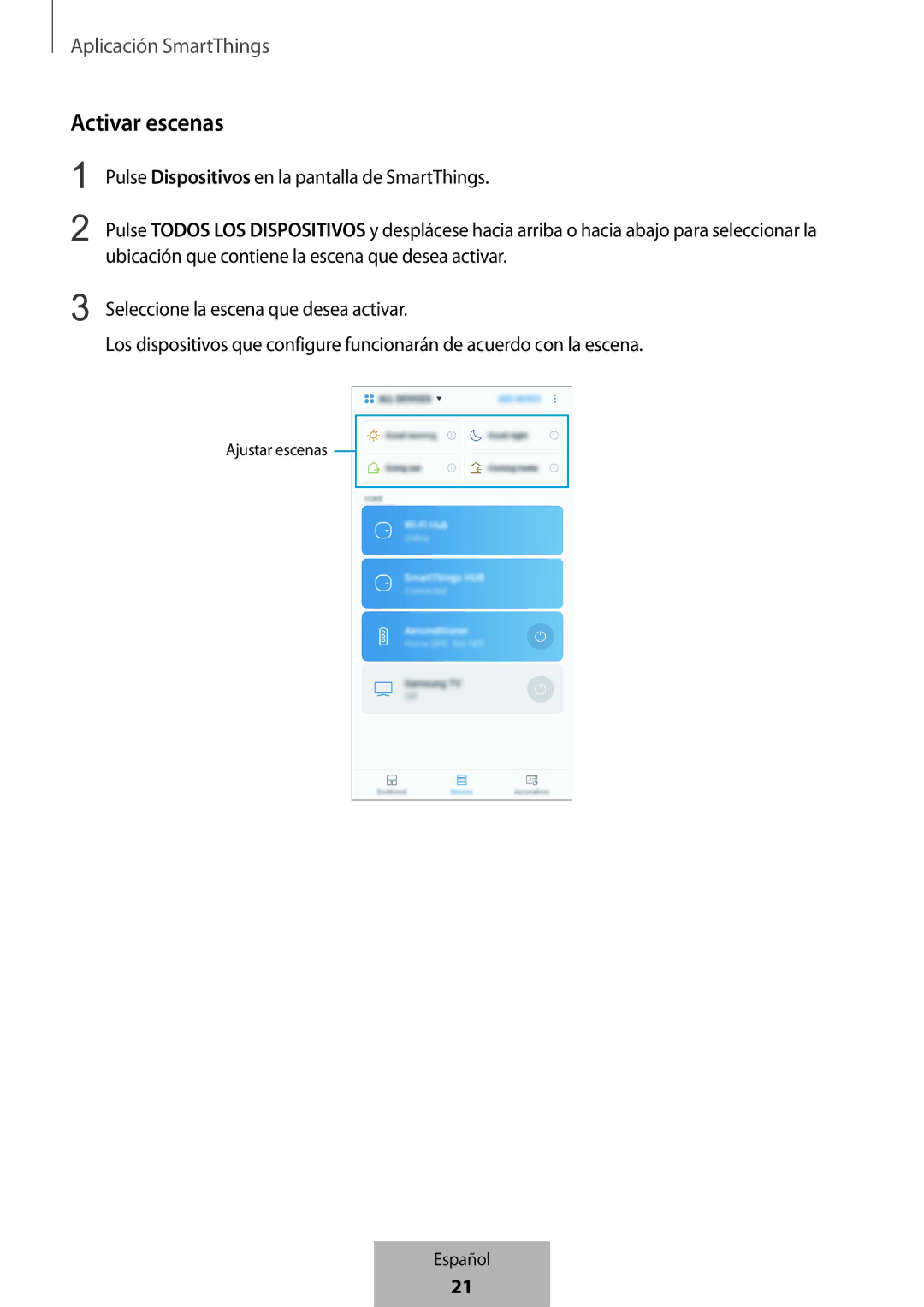 Samsung ET-WV523BWEGVF manual Activar escenas 