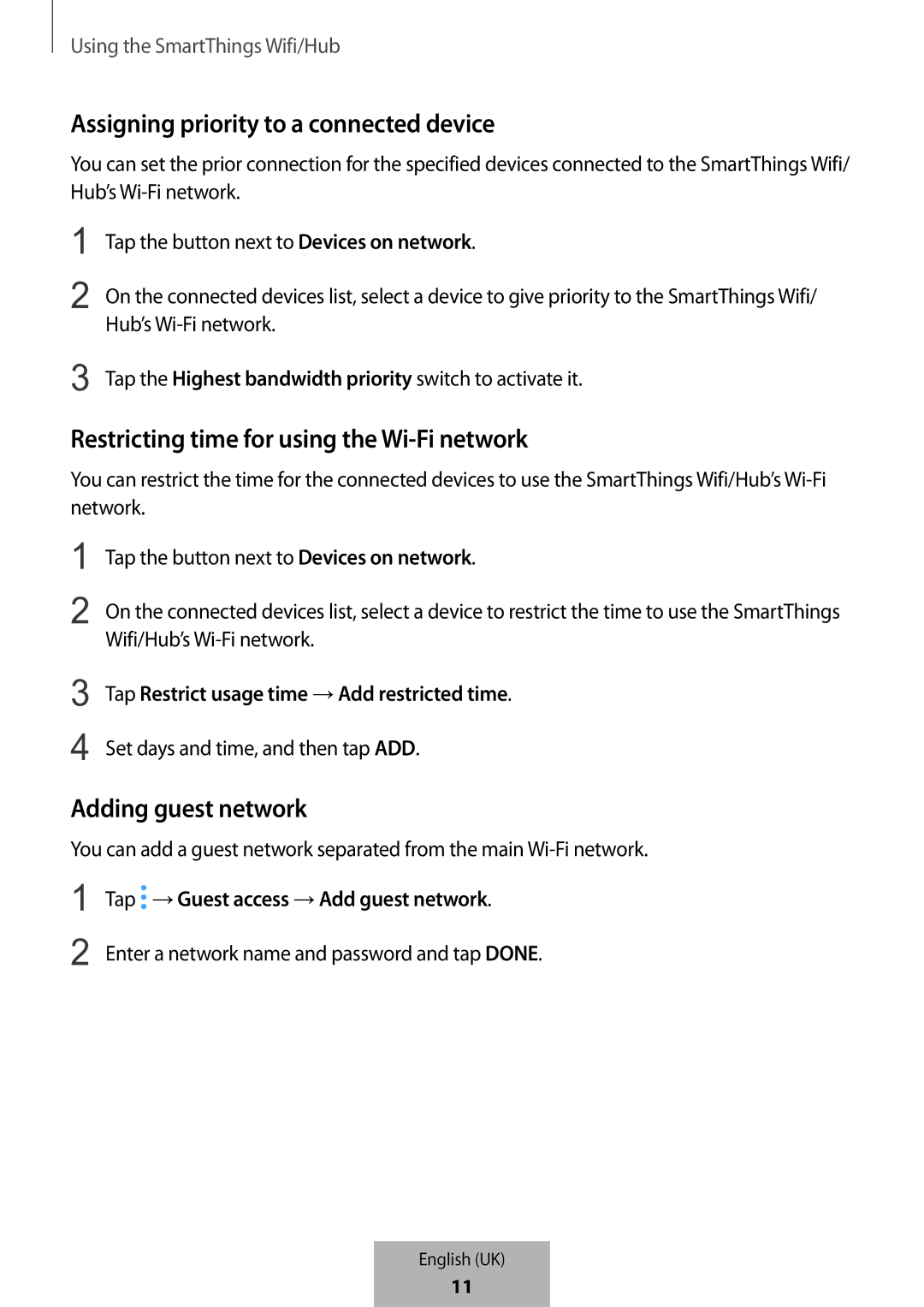 Samsung ET-WV523BWEGVF manual Assigning priority to a connected device 