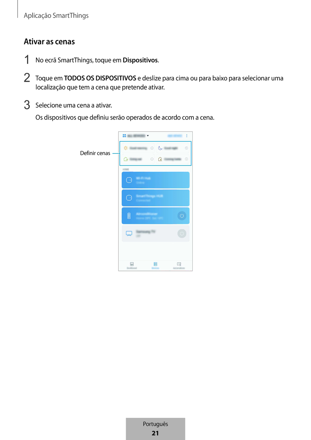 Samsung ET-WV523BWEGVF manual Ativar as cenas 