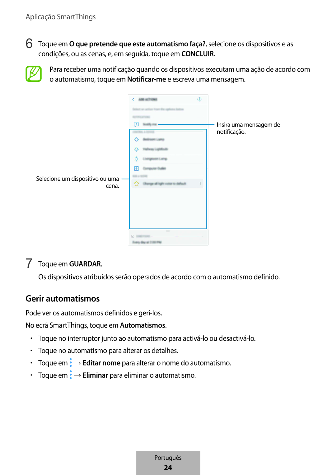 Samsung ET-WV523BWEGVF manual Gerir automatismos 