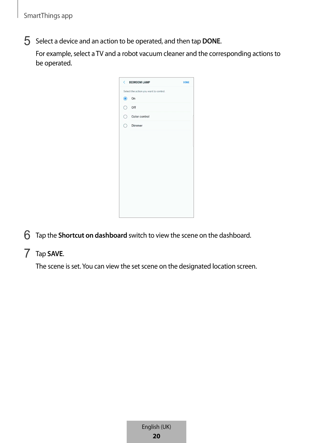 Samsung ET-WV523BWEGVF manual SmartThings app 