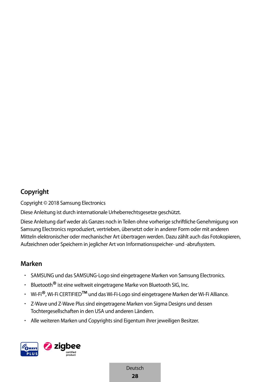 Samsung ET-WV523BWEGVF manual Copyright, Marken 