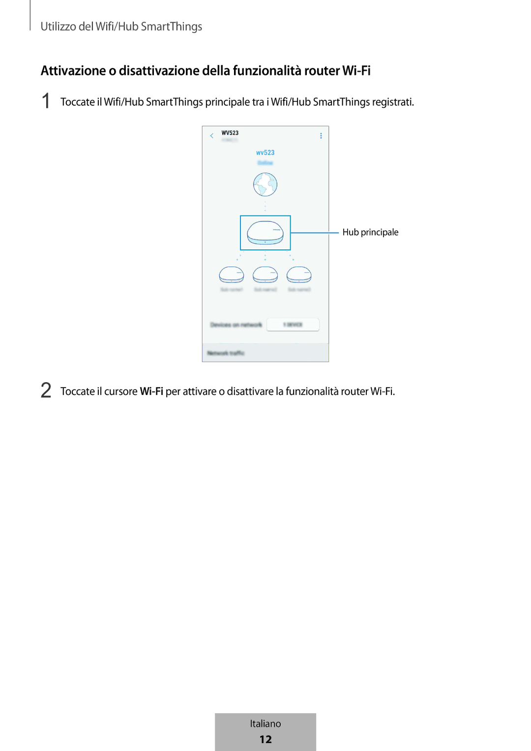 Samsung ET-WV523BWEGVF manual Attivazione o disattivazione della funzionalità router Wi-Fi 