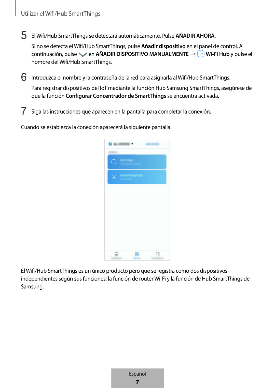 Samsung ET-WV523BWEGVF manual Utilizar el Wifi/Hub SmartThings 