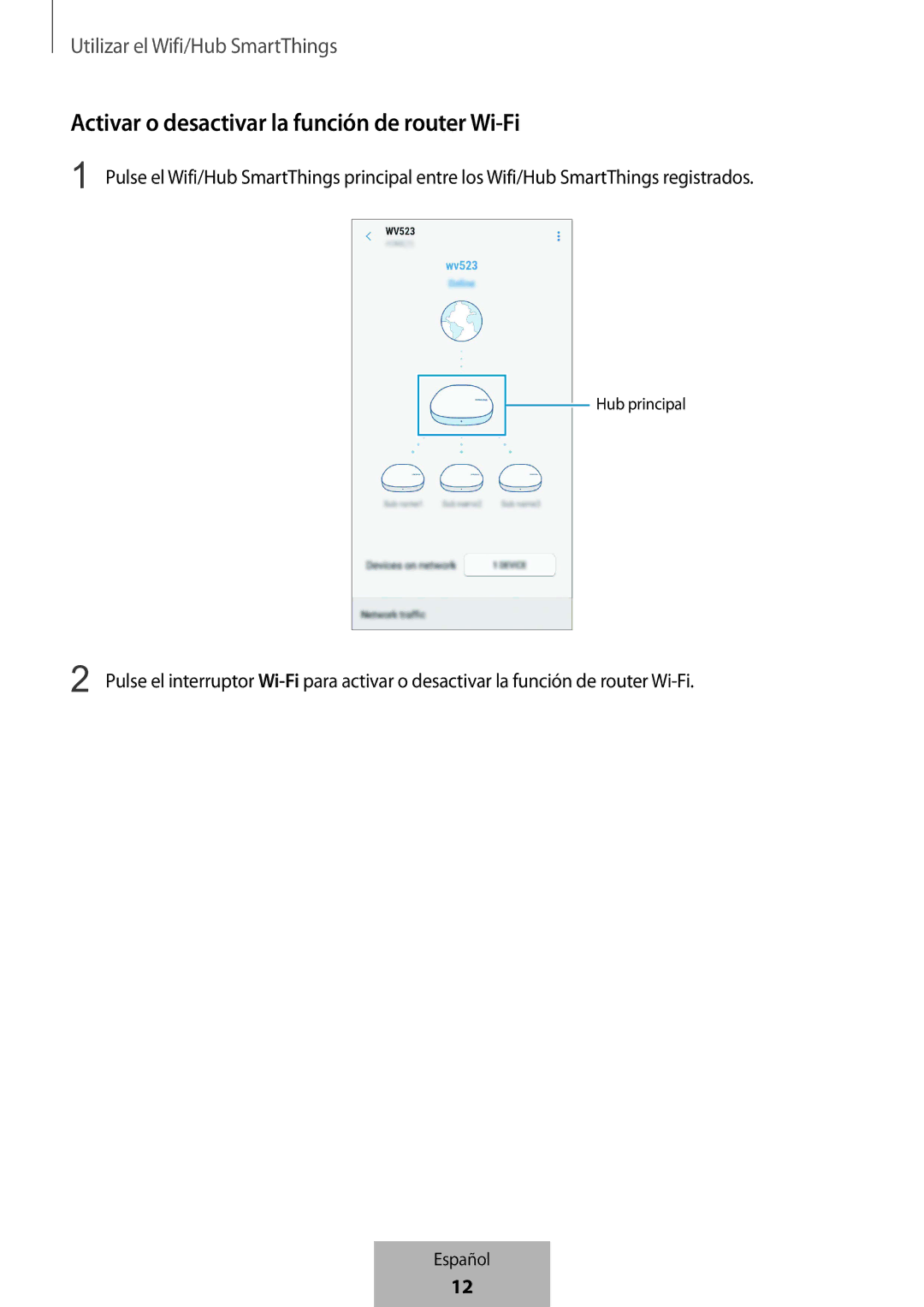 Samsung ET-WV523BWEGVF manual Activar o desactivar la función de router Wi-Fi 