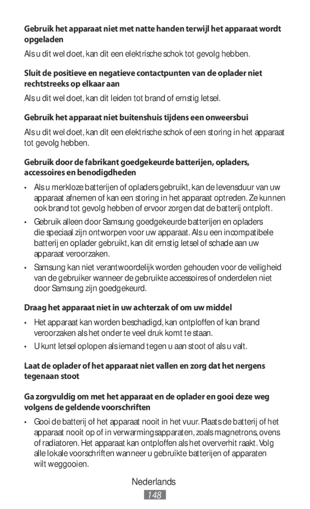 Samsung ET-YC200BBEGRU, ET-YC200BBEGWW, EI-YP322BBEGWW manual Gebruik het apparaat niet buitenshuis tijdens een onweersbui 