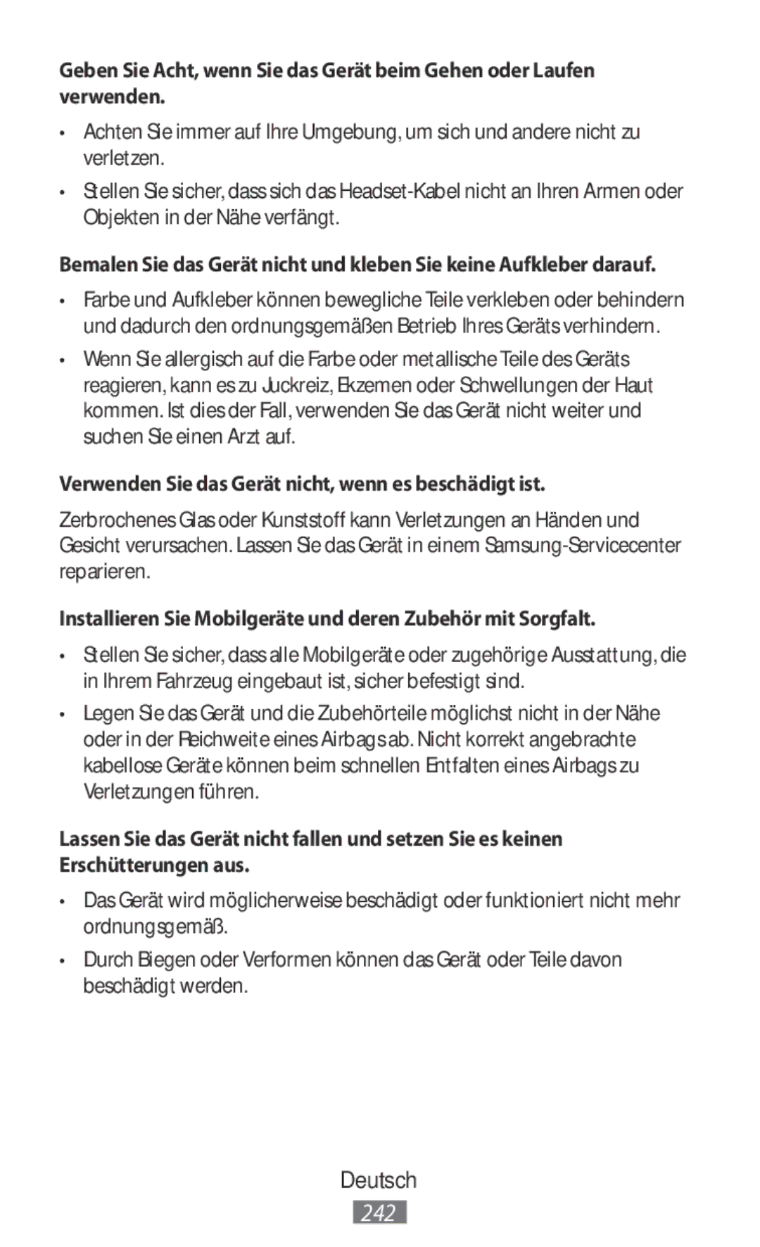 Samsung ET-YC200BBEGWW, EI-YP322BBEGWW, ET-YC200BBEGRU manual Verwenden Sie das Gerät nicht, wenn es beschädigt ist 