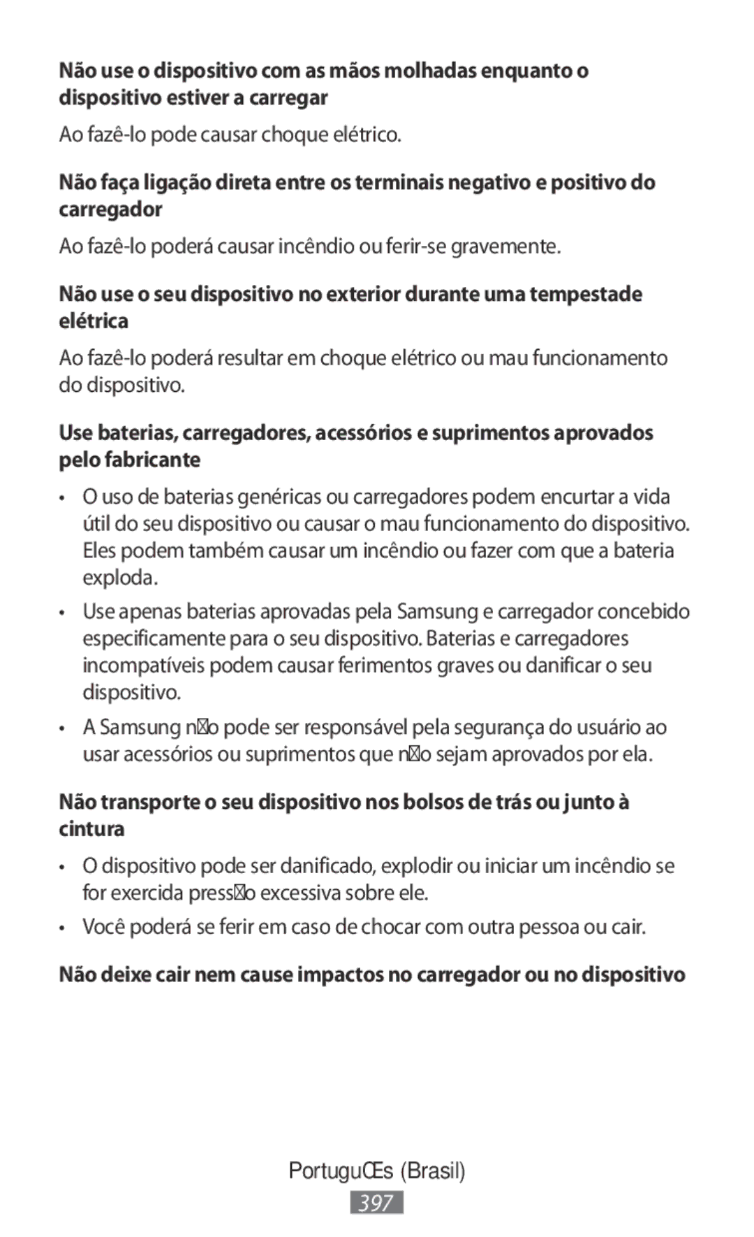 Samsung ET-YC200BBEGRU, ET-YC200BBEGWW, EI-YP322BBEGWW manual Ao fazê-lo poderá causar incêndio ou ferir-se gravemente 