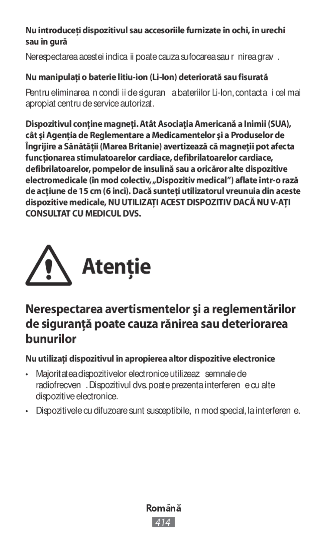 Samsung EI-YP322BBEGWW, ET-YC200BBEGWW, ET-YC200BBEGRU manual Atenţie 