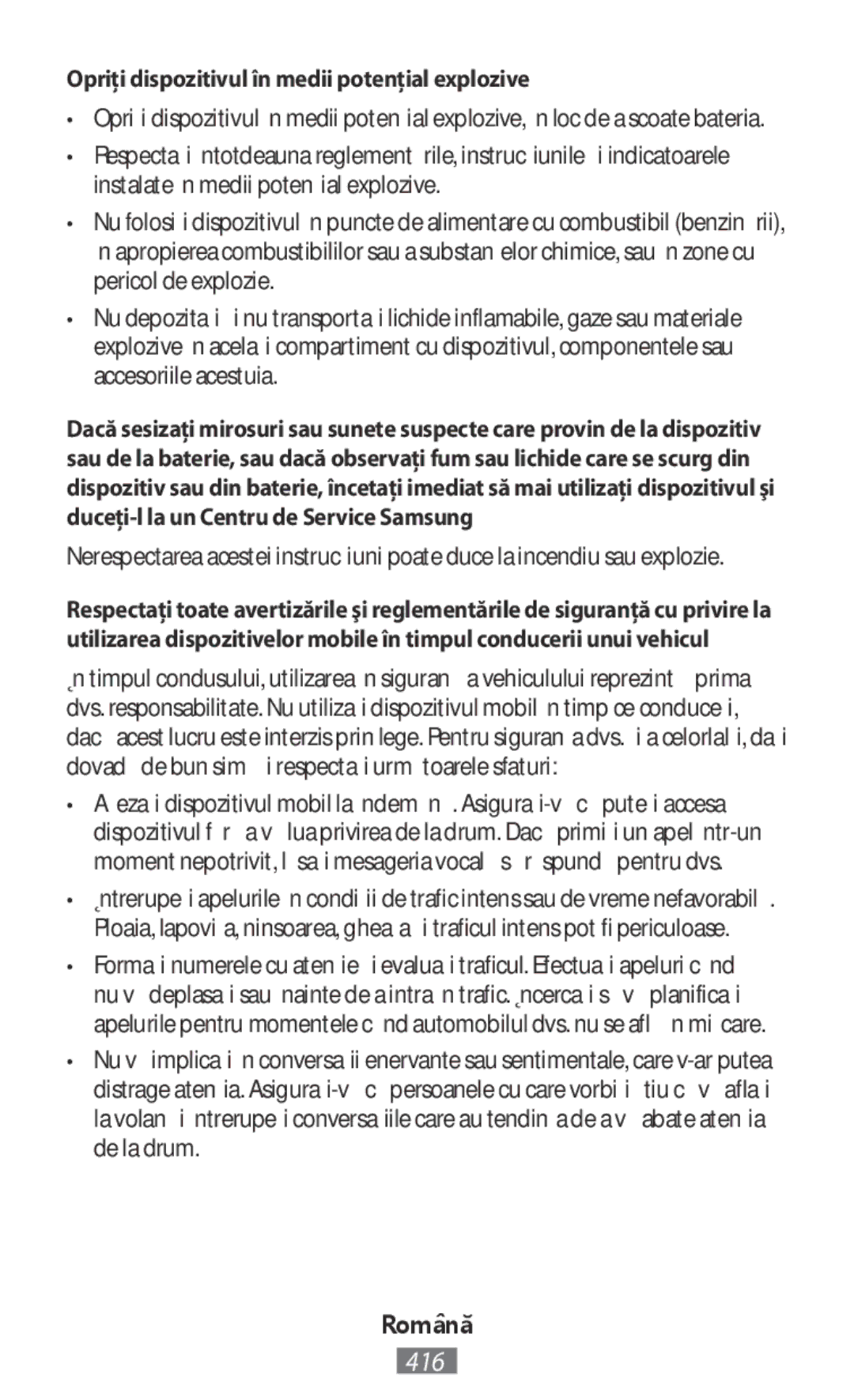 Samsung ET-YC200BBEGWW, EI-YP322BBEGWW, ET-YC200BBEGRU manual Opriţi dispozitivul în medii potenţial explozive 