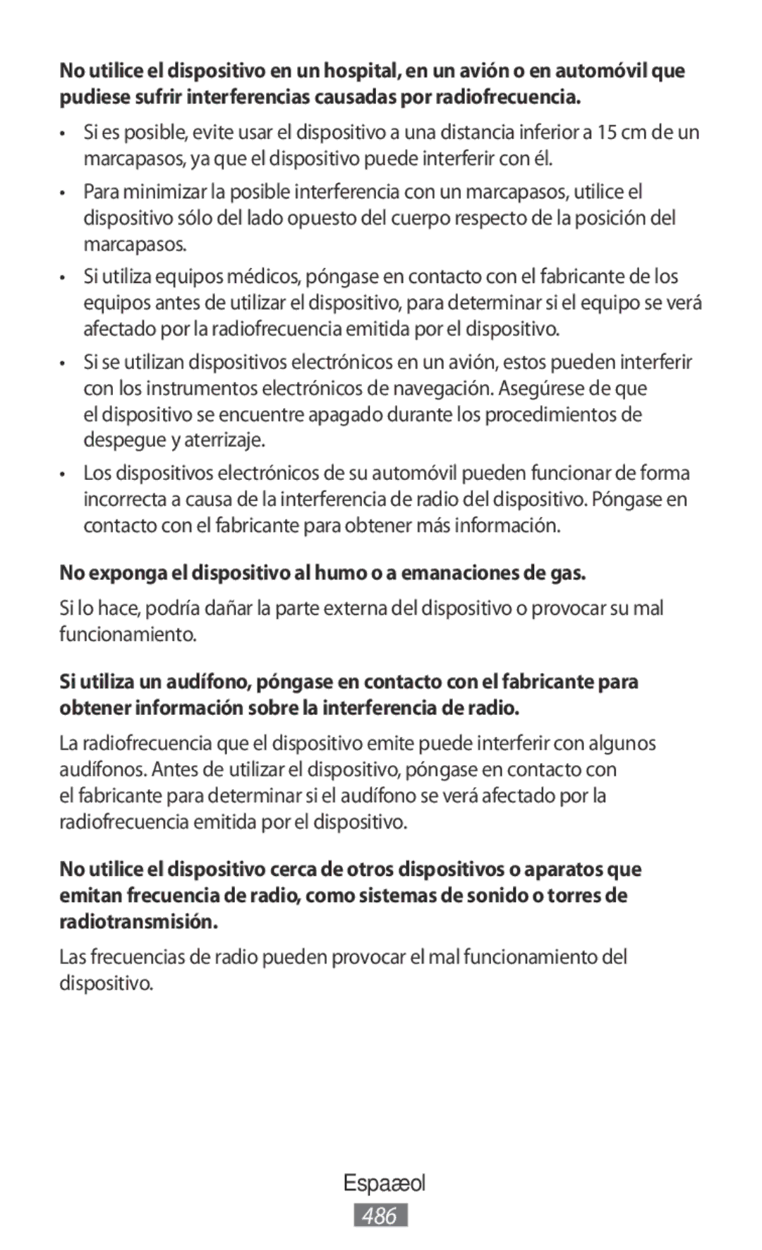 Samsung EI-YP322BBEGWW, ET-YC200BBEGWW, ET-YC200BBEGRU manual No exponga el dispositivo al humo o a emanaciones de gas 