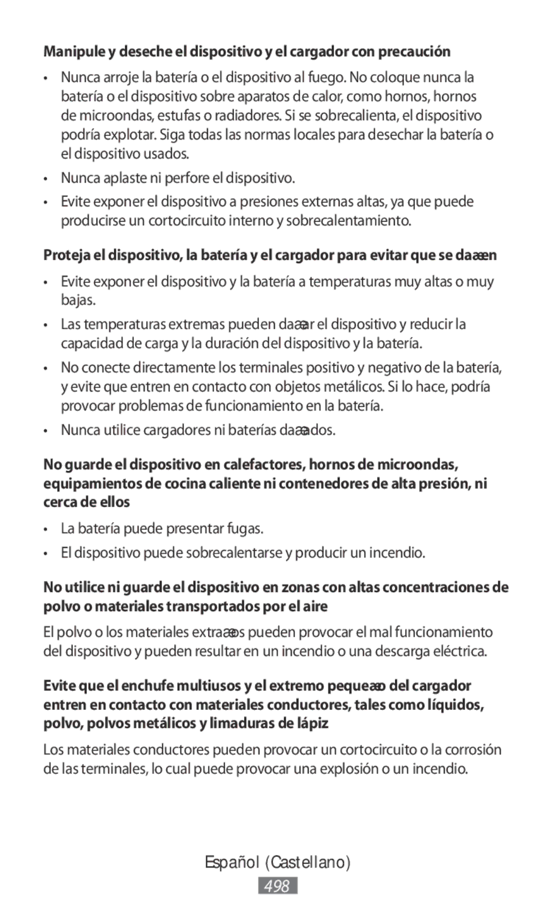 Samsung EI-YP322BBEGWW, ET-YC200BBEGWW, ET-YC200BBEGRU manual Nunca aplaste ni perfore el dispositivo 