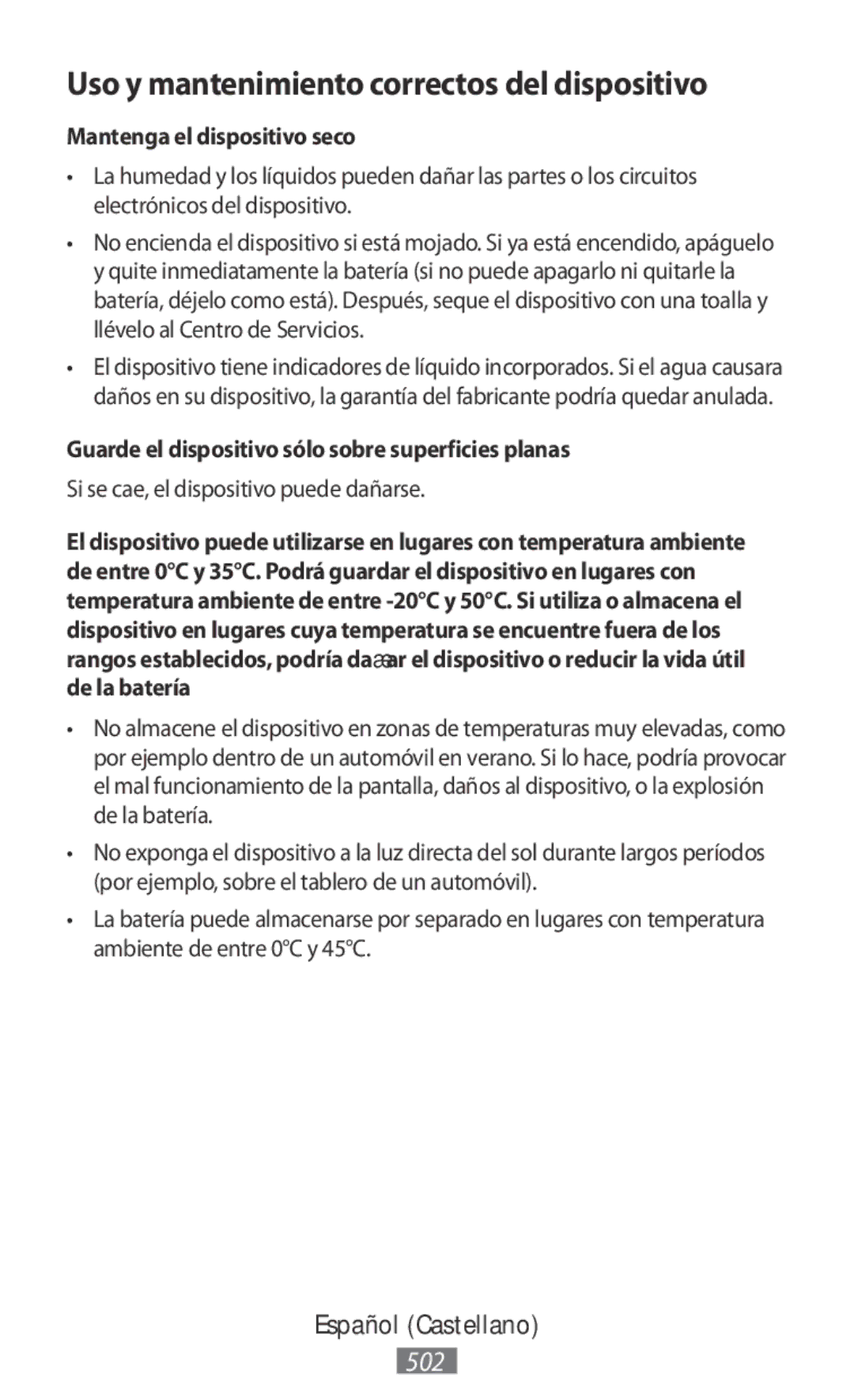 Samsung ET-YC200BBEGRU, ET-YC200BBEGWW, EI-YP322BBEGWW manual Uso y mantenimiento correctos del dispositivo 