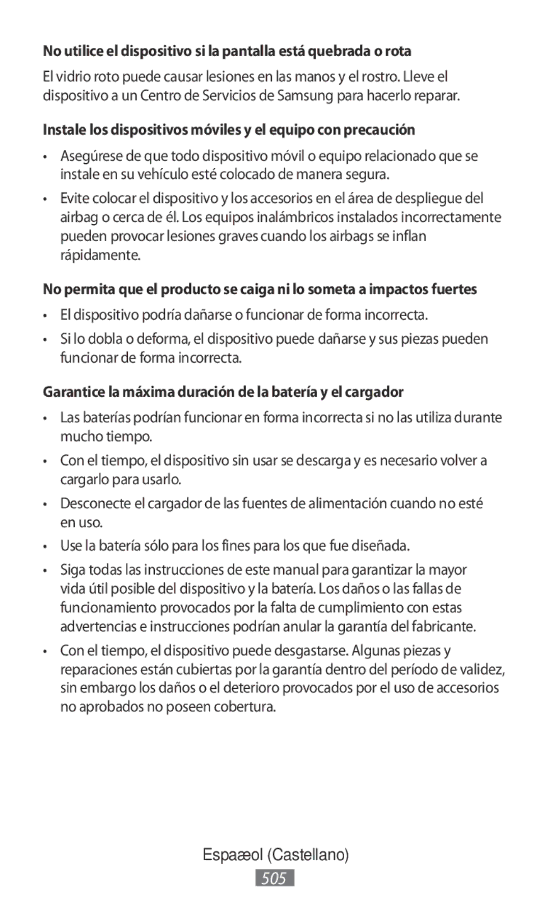 Samsung ET-YC200BBEGRU, ET-YC200BBEGWW, EI-YP322BBEGWW manual Instale los dispositivos móviles y el equipo con precaución 