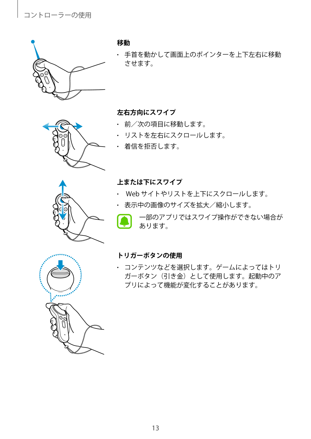 Samsung ET-YO324BBEGJP manual 左右方向にスワイプ 