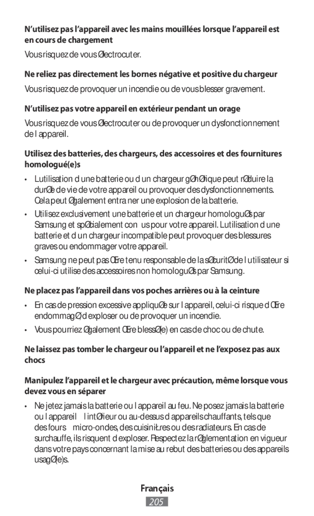 Samsung ET-YO324BBEGRU manual ’utilisez pas votre appareil en extérieur pendant un orage 