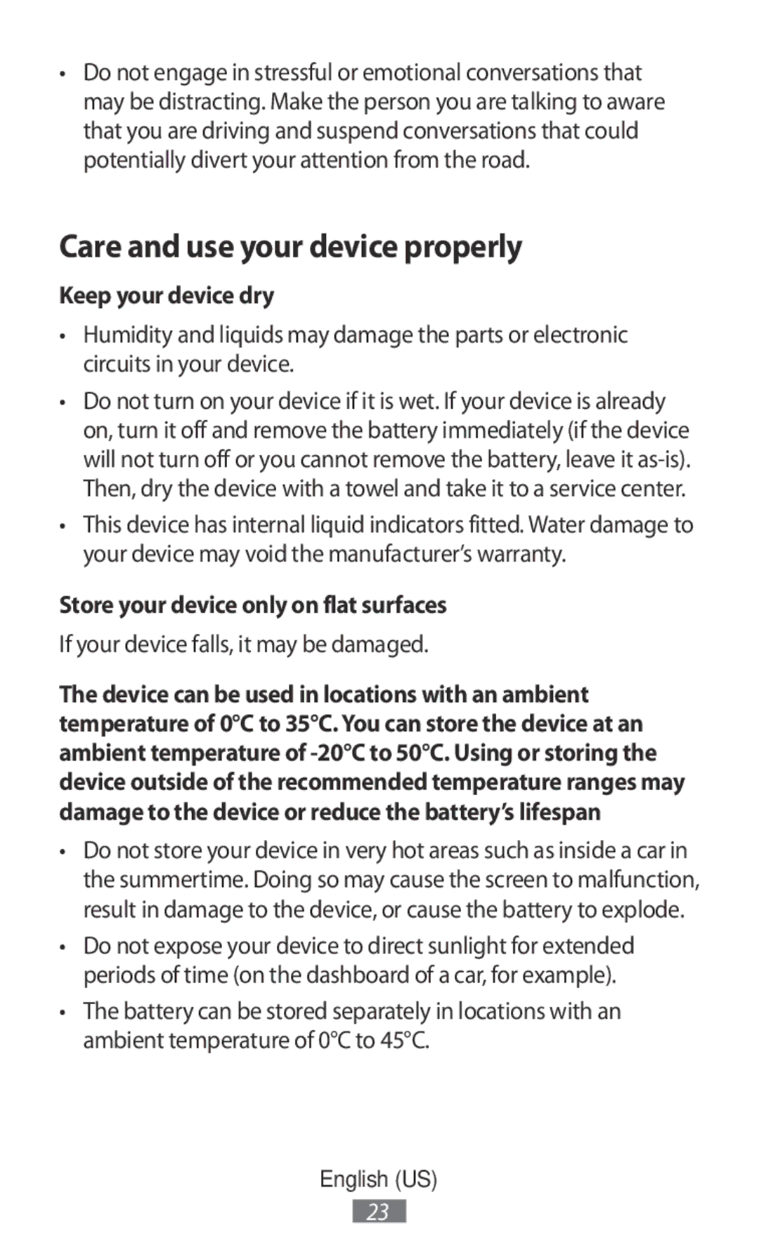 Samsung ET-YO324BBEGRU manual Care and use your device properly 