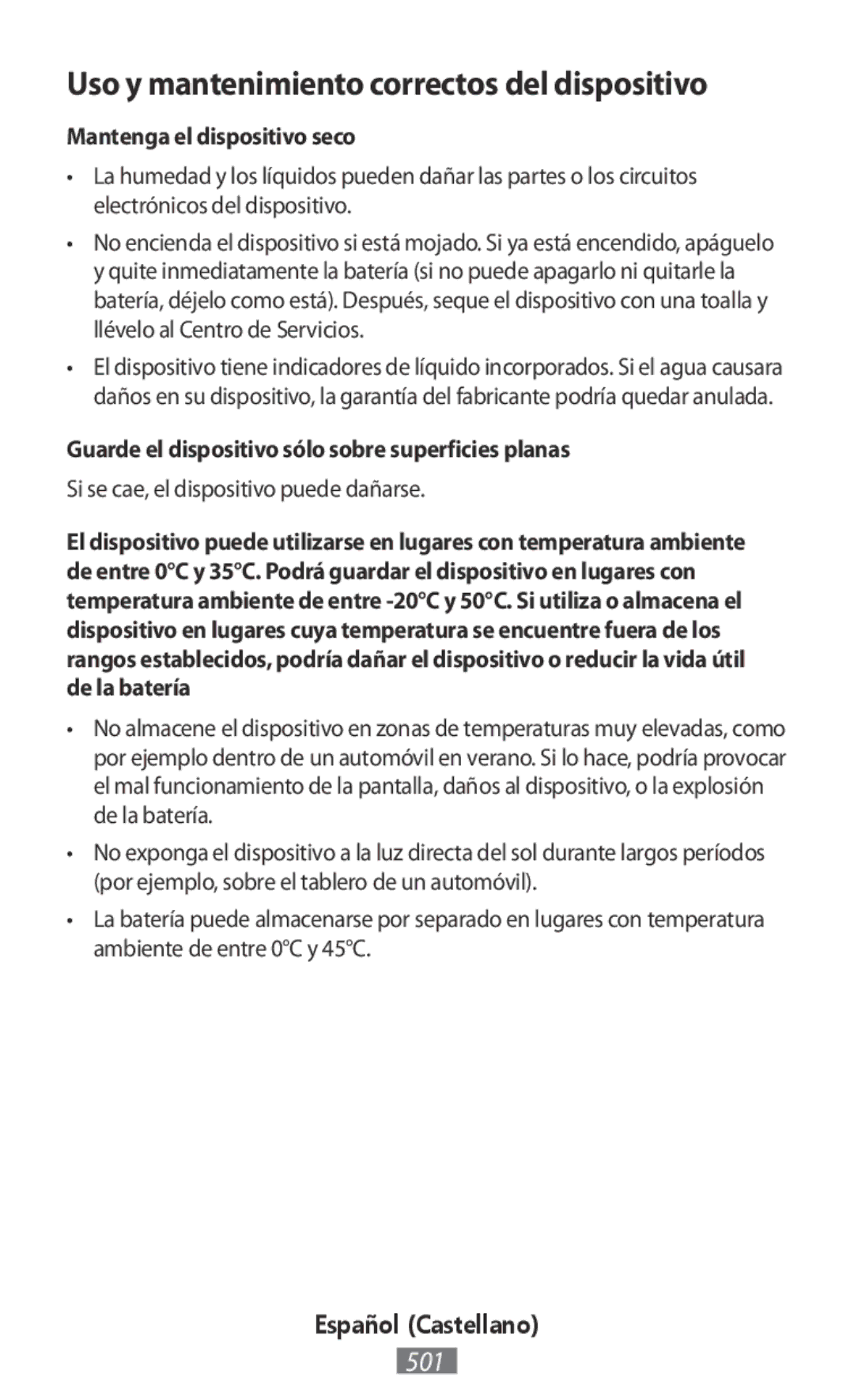 Samsung ET-YO324BBEGRU manual Uso y mantenimiento correctos del dispositivo 