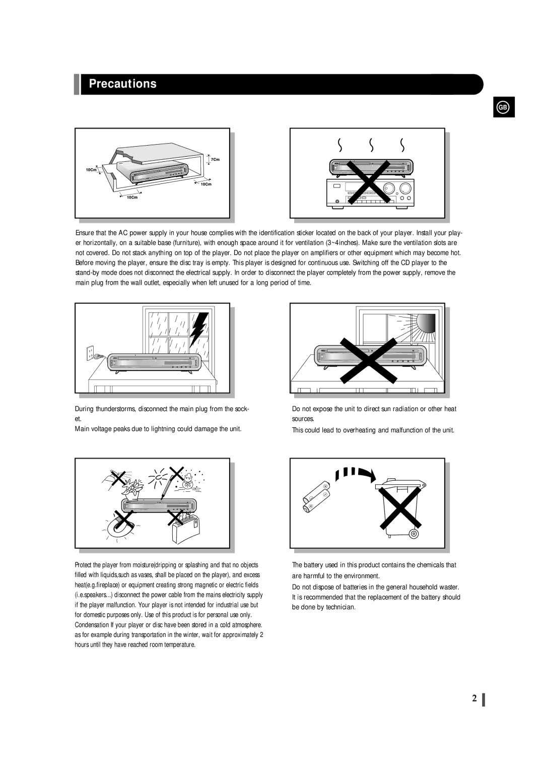 Samsung EV-1S instruction manual Precautions 