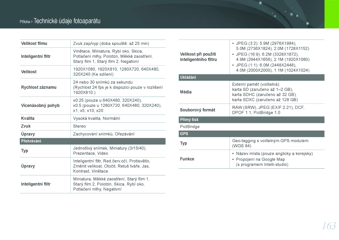 Samsung EV-NX1000BABCZ, EV-NX1000BJPCZ, EV-NX1000BFWCZ, EV-NX1100BABHU manual 163 