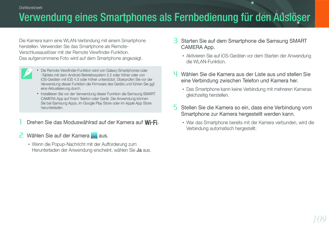 Samsung EV-NX1000BABNL, EV-NX1000BABDE, EV-NX1000BFWDE manual 109, Das aufgenommene Foto wird auf dem Smartphone angezeigt 