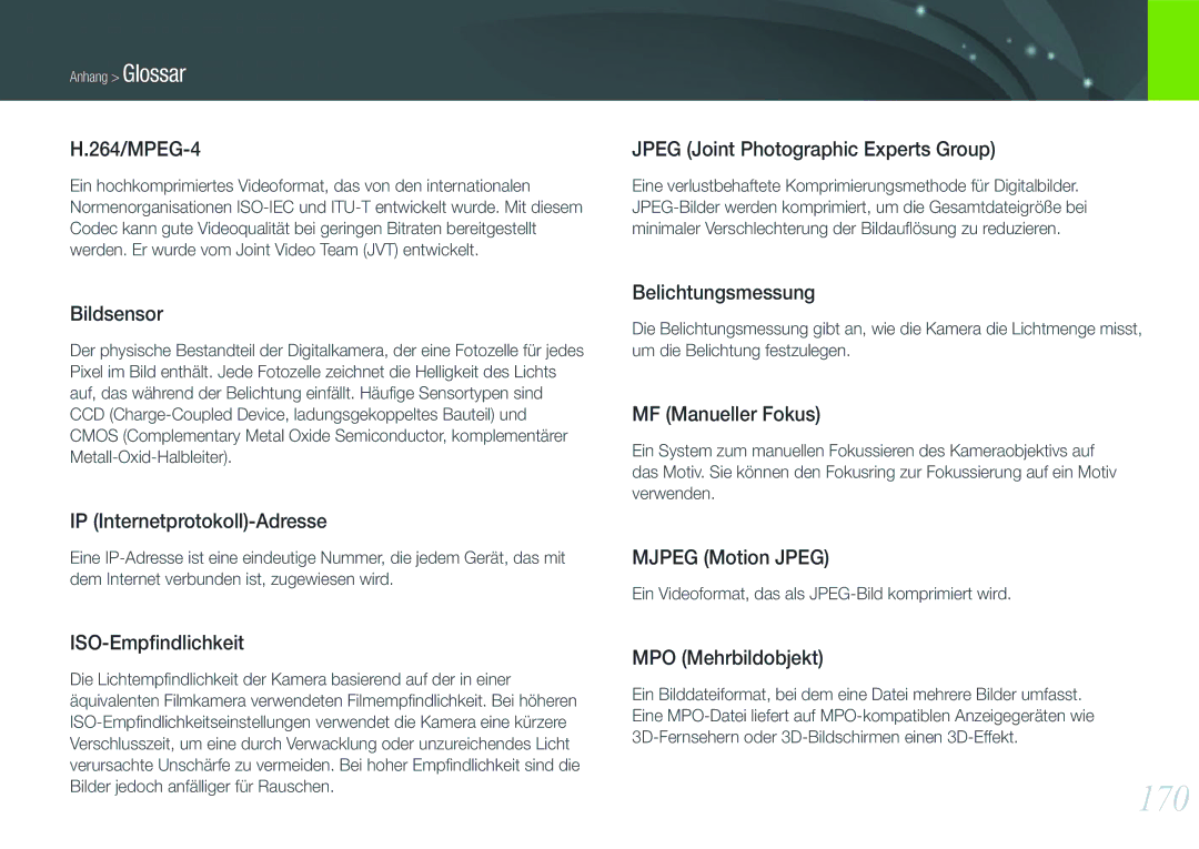 Samsung EV-NX1000BDBDE, EV-NX1000BABDE, EV-NX1000BFWDE, EV-NX1000BABNL, EV-NX1000BABTR, EV-NX1000BABPL, EV-NX1000BHWDE manual 170 