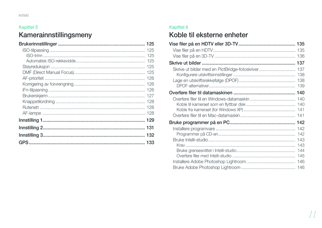 Samsung EV-NX1000BABDK, EV-NX1000BFWDK, EV-NX1000BABSE manual 125, 126, 127, 128, 135, 136, 137, 138, 140, 141, 142, 143, 146 