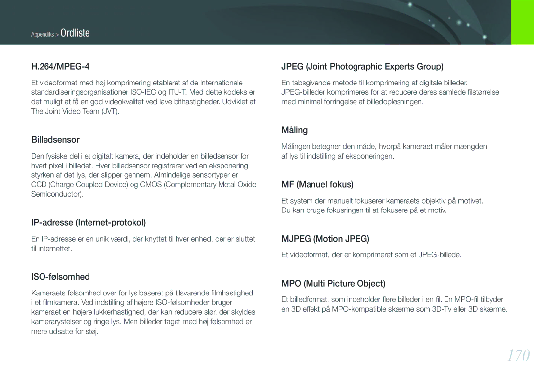 Samsung EV-NX1000BFWSE, EV-NX1000BABDK, EV-NX1000BFWDK, EV-NX1000BABSE manual 170 