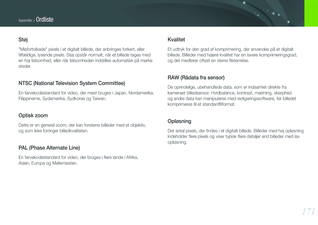 Samsung EV-NX1000BABDK, EV-NX1000BFWDK, EV-NX1000BABSE, EV-NX1000BFWSE manual 171 