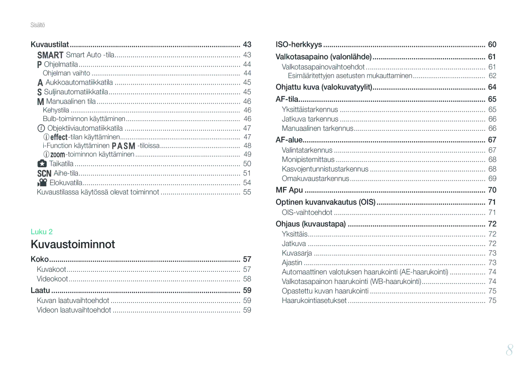 Samsung EV-NX1000BFWDK, EV-NX1000BABDK, EV-NX1000BABSE, EV-NX1000BFWSE manual Smart Auto -tila, Aihe-tila 