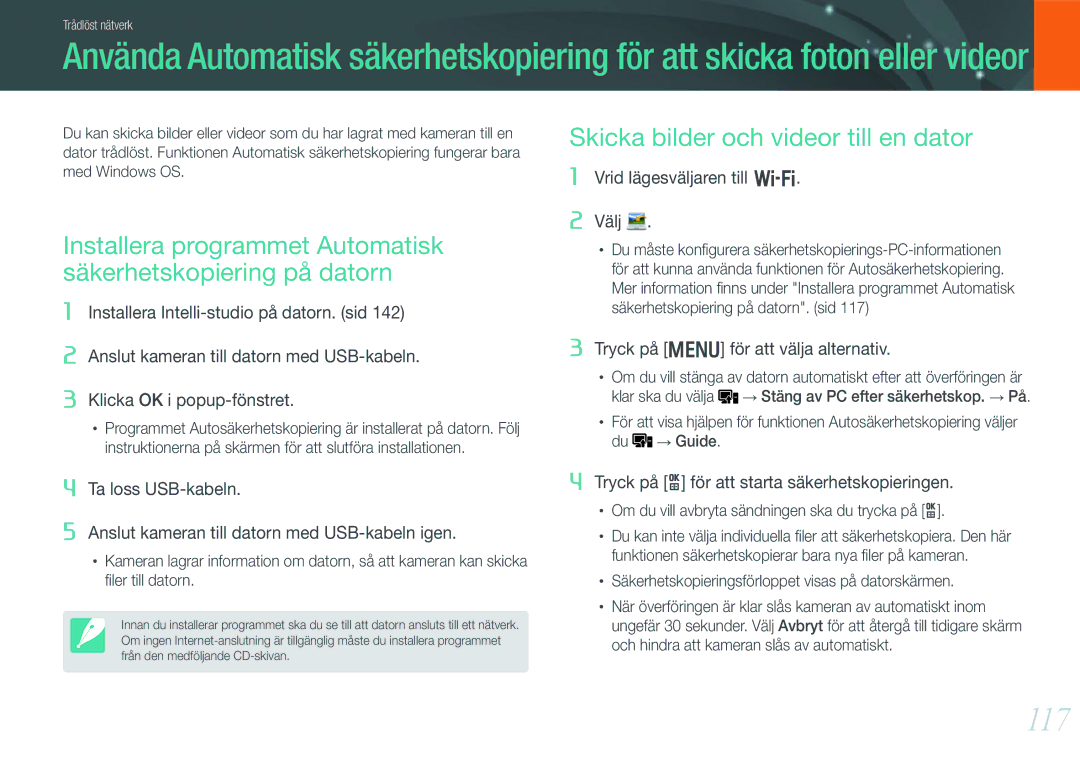 Samsung EV-NX1000BABSE, EV-NX1000BABDK manual 117, Skicka bilder och videor till en dator, Vrid lägesväljaren till B Välj 