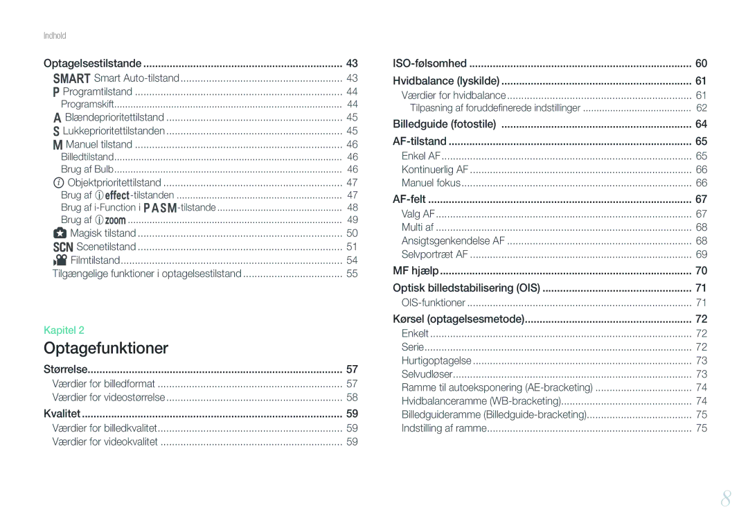 Samsung EV-NX1000BFWDK, EV-NX1000BABDK, EV-NX1000BABSE, EV-NX1000BFWSE manual Smart Auto-tilstand, Scenetilstand 