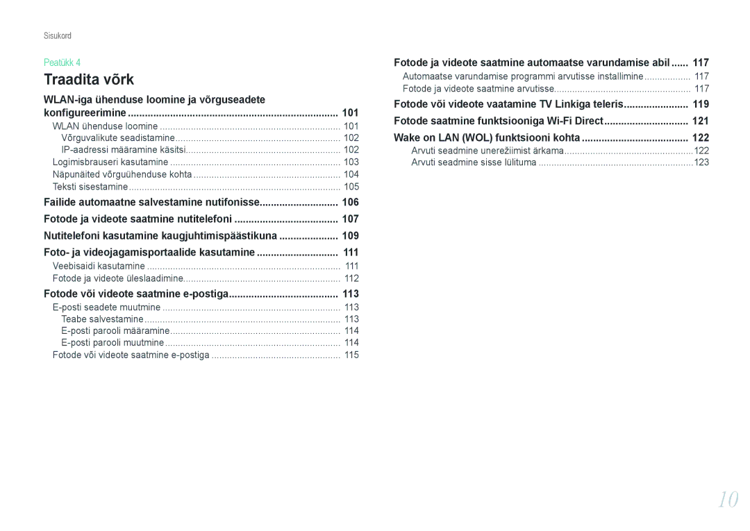 Samsung EV-NX1000BFWEE, EV-NX1000BABEE manual 101, 106, 107, 109, 111, 113, 117, 122, 123 