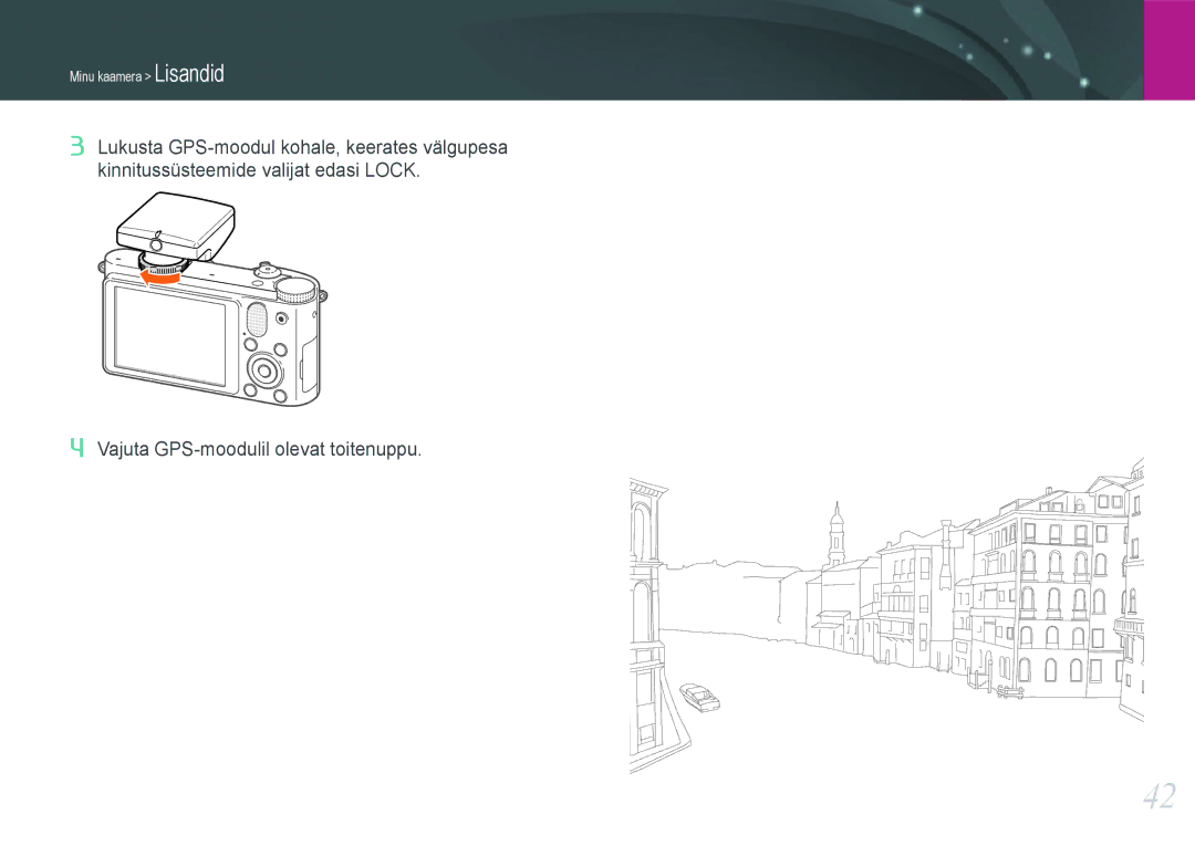 Samsung EV-NX1000BFWEE, EV-NX1000BABEE manual Vajuta GPS-moodulil olevat toitenuppu 