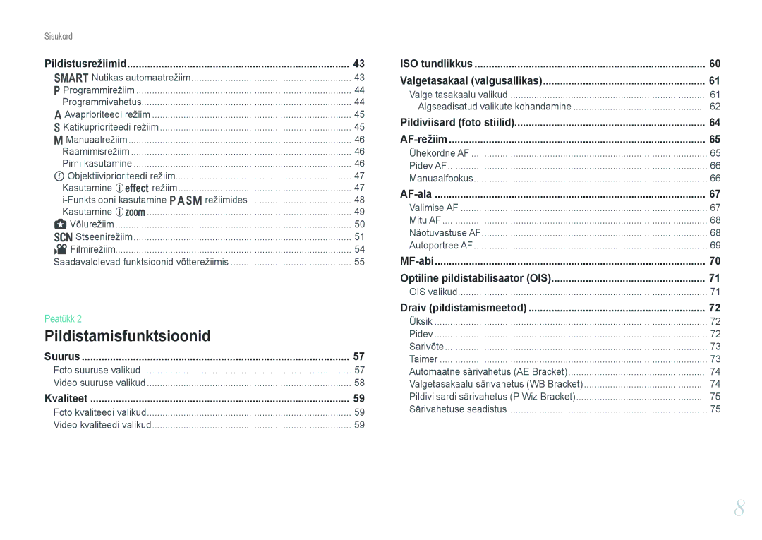 Samsung EV-NX1000BFWEE, EV-NX1000BABEE manual Nutikas automaatrežiim, Kasutamine E režiim 