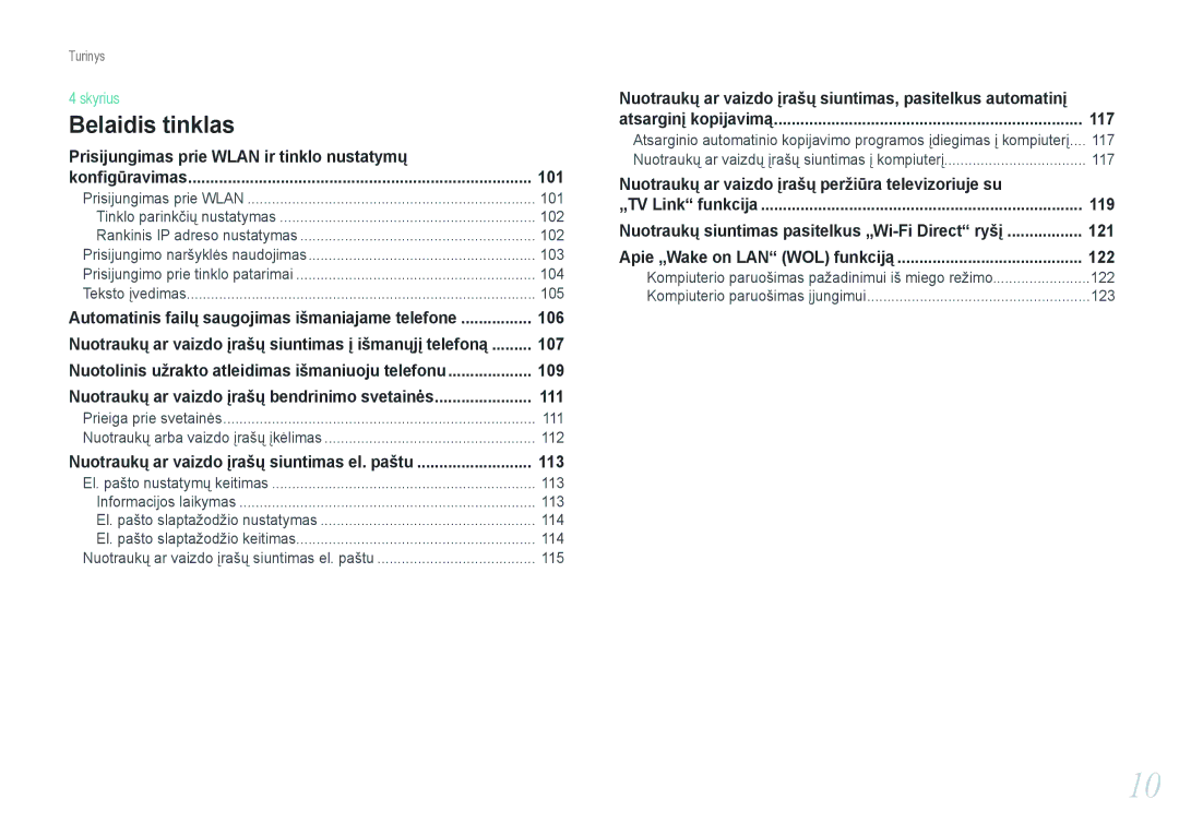 Samsung EV-NX1000BFWEE, EV-NX1000BABEE manual 101, 106, 107, 109, 111, 113, 117, 122, 123 