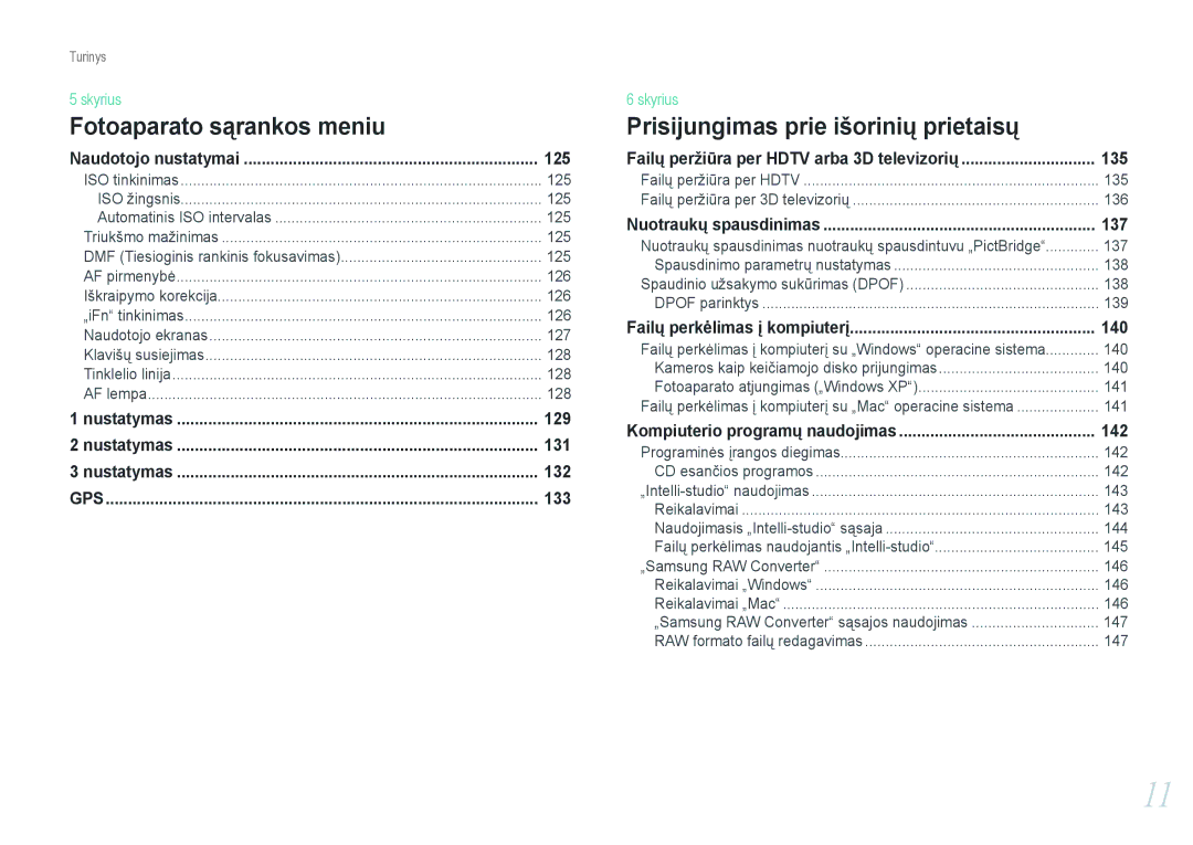 Samsung EV-NX1000BABEE, EV-NX1000BFWEE manual 125, 129, 131, 132, 133, 135, 137, 140, 142 