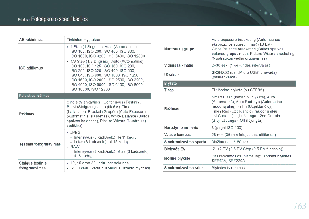 Samsung EV-NX1000BABEE, EV-NX1000BFWEE manual 163 