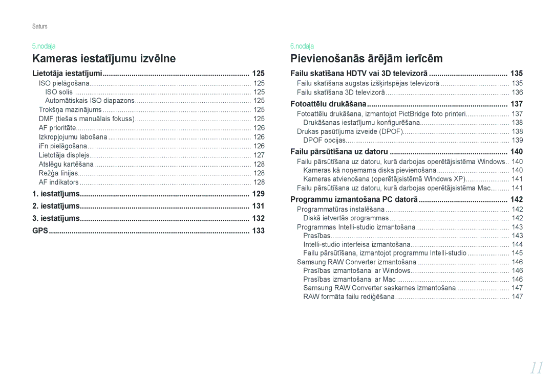 Samsung EV-NX1000BABEE, EV-NX1000BFWEE manual 125, 129, 131, 132, 133, 135, 137, 140, 142 