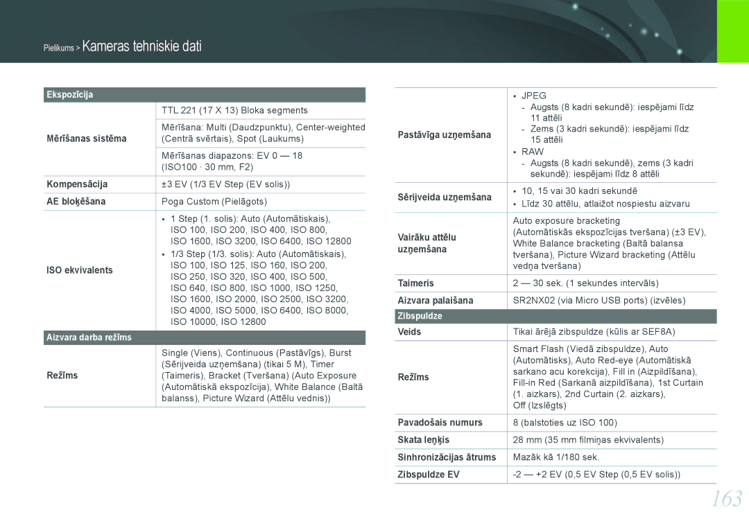 Samsung EV-NX1000BABEE, EV-NX1000BFWEE manual 163 