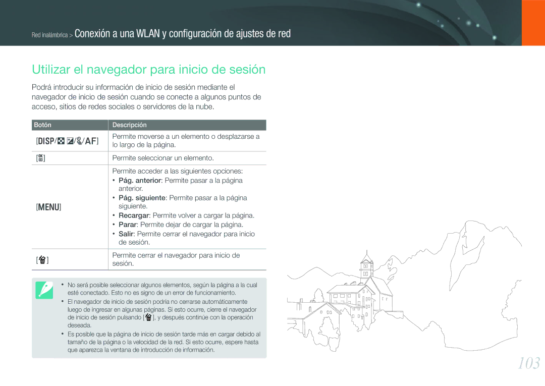 Samsung EV-NX1000BFWIL, EV-NX1000BABES, EV-NX1000BHWFR, EV-NX1000BFWES manual 103, Utilizar el navegador para inicio de sesión 