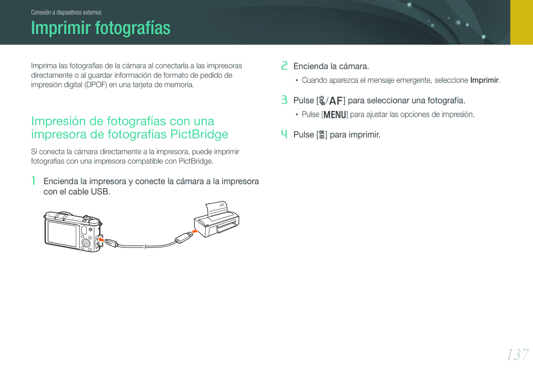 Samsung EV-NX1000BJPES, EV-NX1000BABES, EV-NX1000BHWFR, EV-NX1000BFWES, EV-NX1000BFWIL manual Imprimir fotografías, 137 