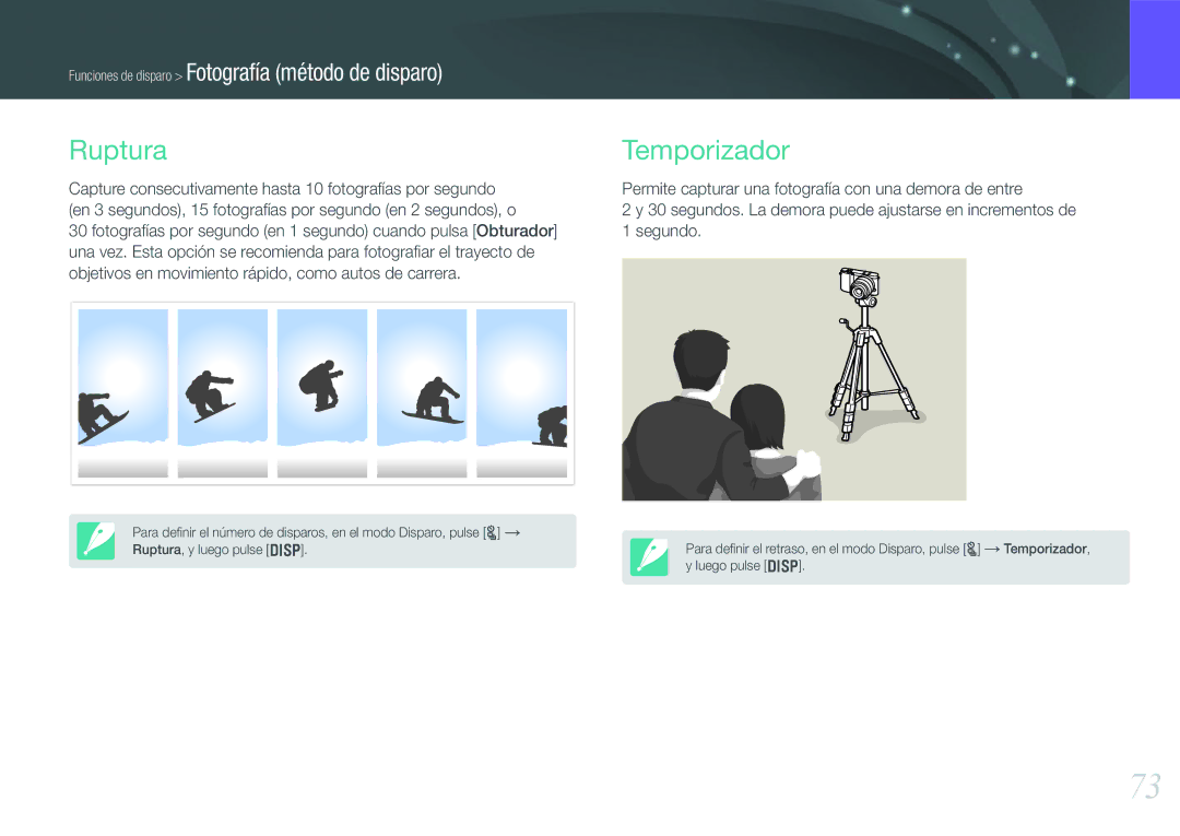 Samsung EV-NX1000BFWIL, EV-NX1000BABES, EV-NX1000BHWFR, EV-NX1000BFWES, EV-NX1000BJPES manual Ruptura, Temporizador 