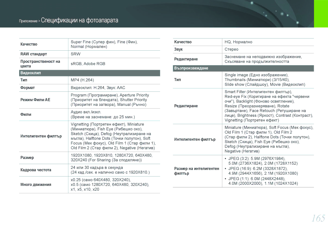 Samsung EV-NX1000BABRO, EV-NX1000BFWRO manual 165, Видеоклип, Възпроизвеждане 