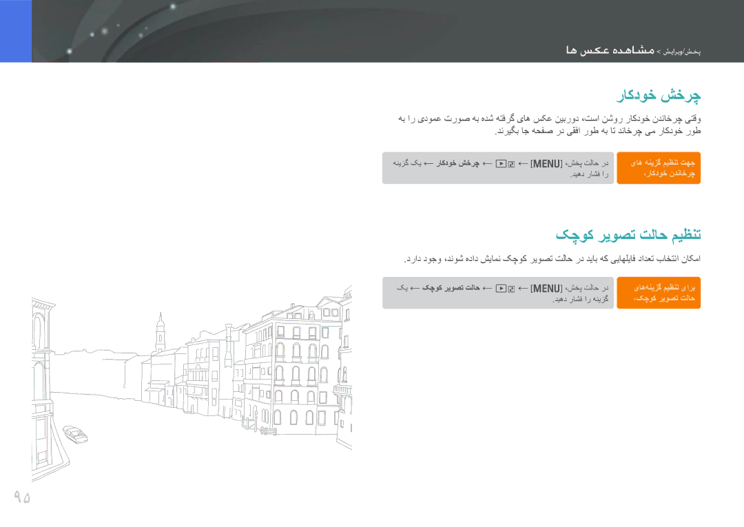 Samsung EV-NX1000BFWSA, EV-NX1000BFWIL, EV-NX1000BABSA manual راکدوخ شخرچ, کچوک ریوصت تلاح میظنت, وهاهع اااهوهب ناعماتپنخش 