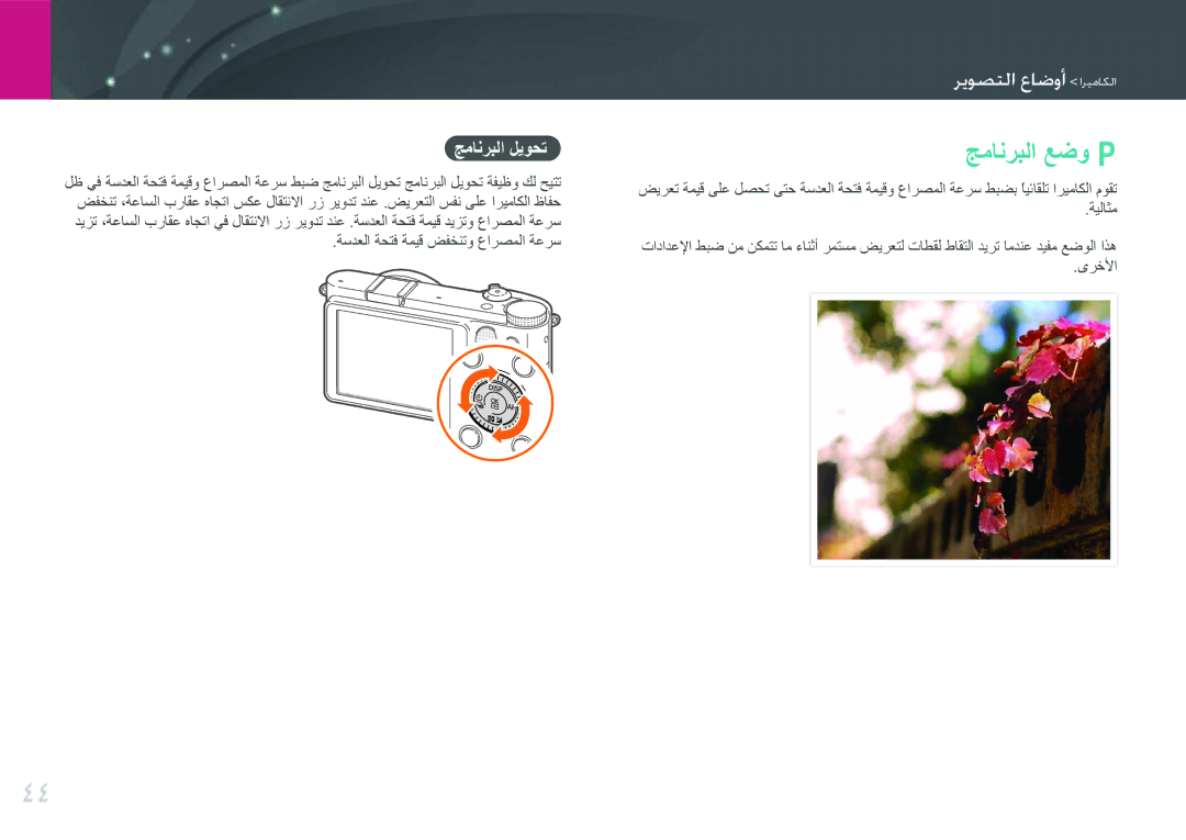 Samsung EV-NX1000BABIL, EV-NX1000BFWIL, EV-NX1000BABSA, EV-NX1000DFWME, EV-NX1000DJPME manual رمسصتما تاوتة اريعايما, ةيلاثم 