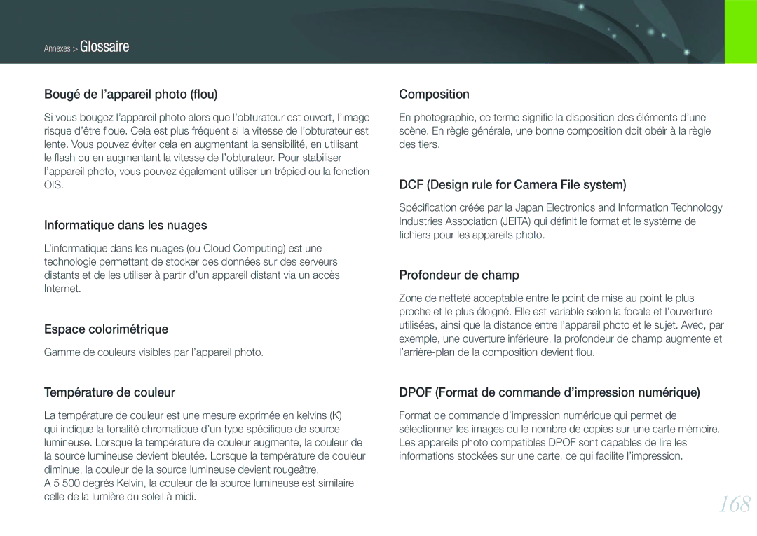 Samsung EV-NX1000BQWFR, EV-NX1000BUBFR, EV-NX1000BFWFR, EV-NX1000BSBFR, EV-NX1000BPWFR, EV-NX1000BABFR manual 168 