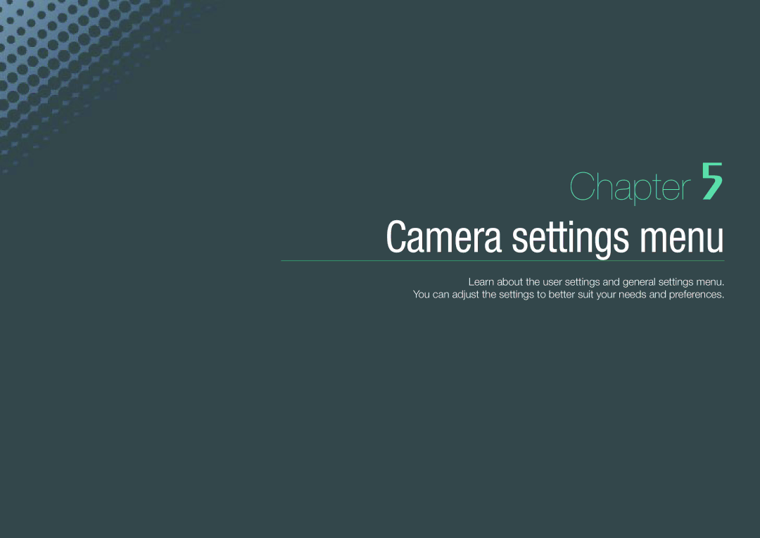 Samsung EV-NX1000BDBRU, EV-NX1000BUBFR, EV-NX1000BQWFR, EV-NX1100BUBFR, EV-NX1000BABDE, EV-NX1000BFWDE Camera settings menu 