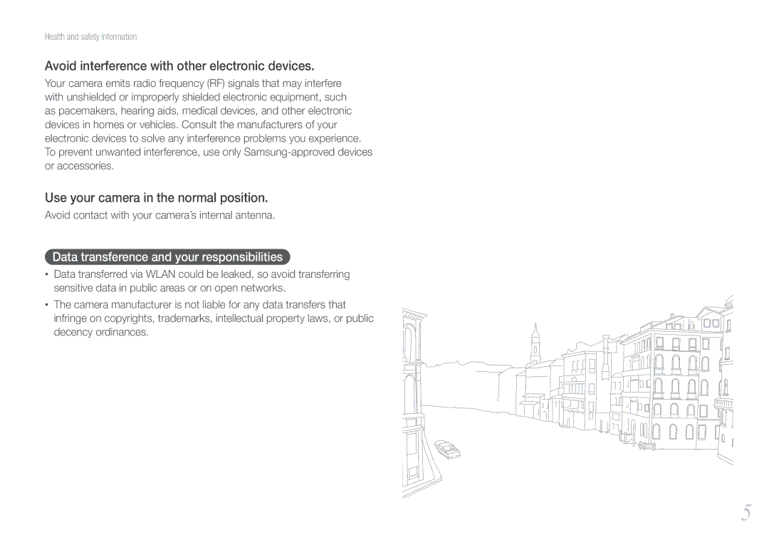 Samsung EV-NX1000BDBDE manual Avoid interference with other electronic devices, Use your camera in the normal position 