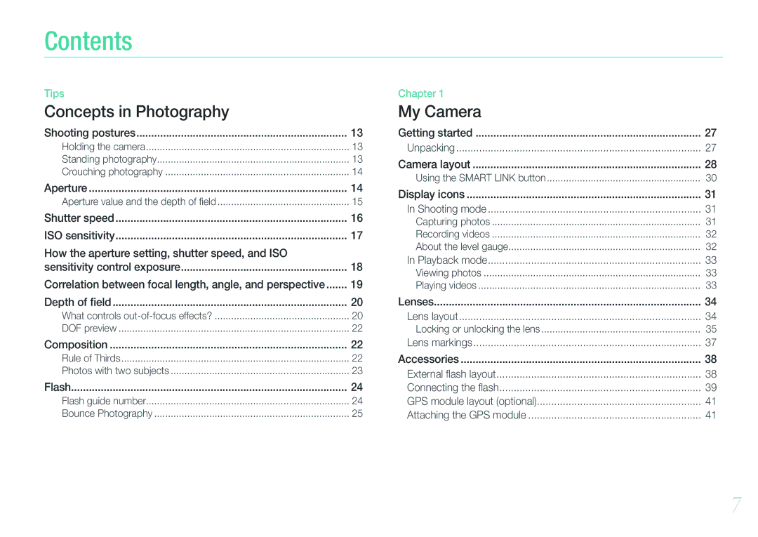 Samsung EV-NX1000BABPL, EV-NX1000BUBFR, EV-NX1000BQWFR, EV-NX1100BUBFR, EV-NX1000BABDE, EV-NX1000BFWDE, EV-NX1000BABNL Contents 